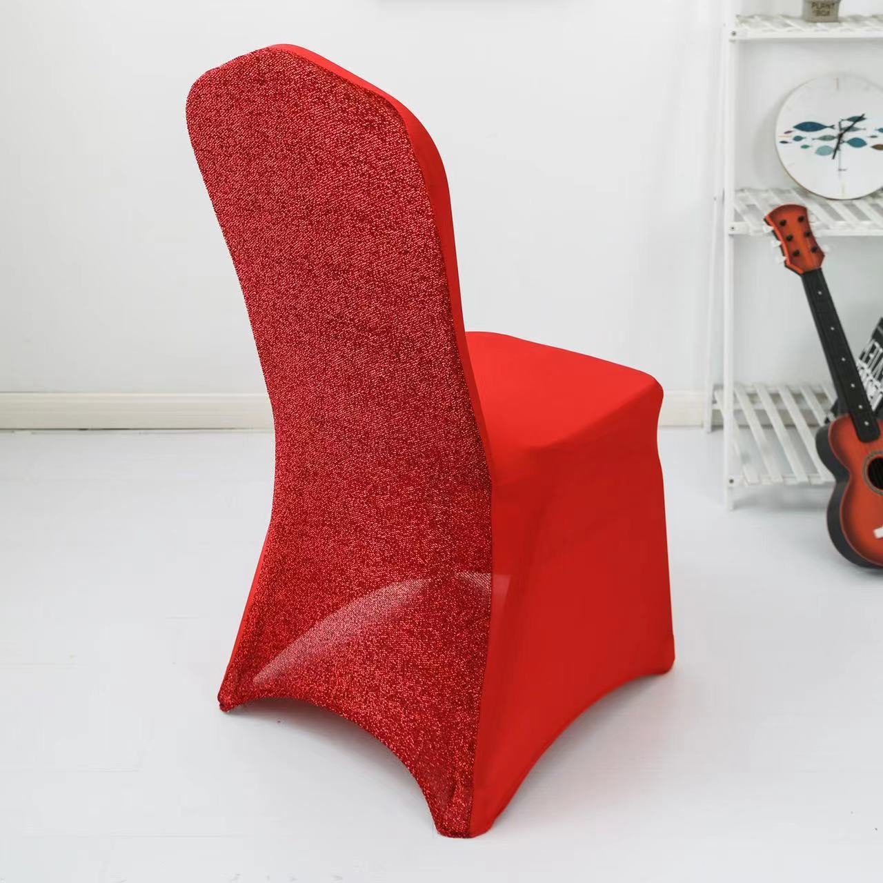 Gold Silver Black Red White Silk Elastic All-Inclusive Chair Cover