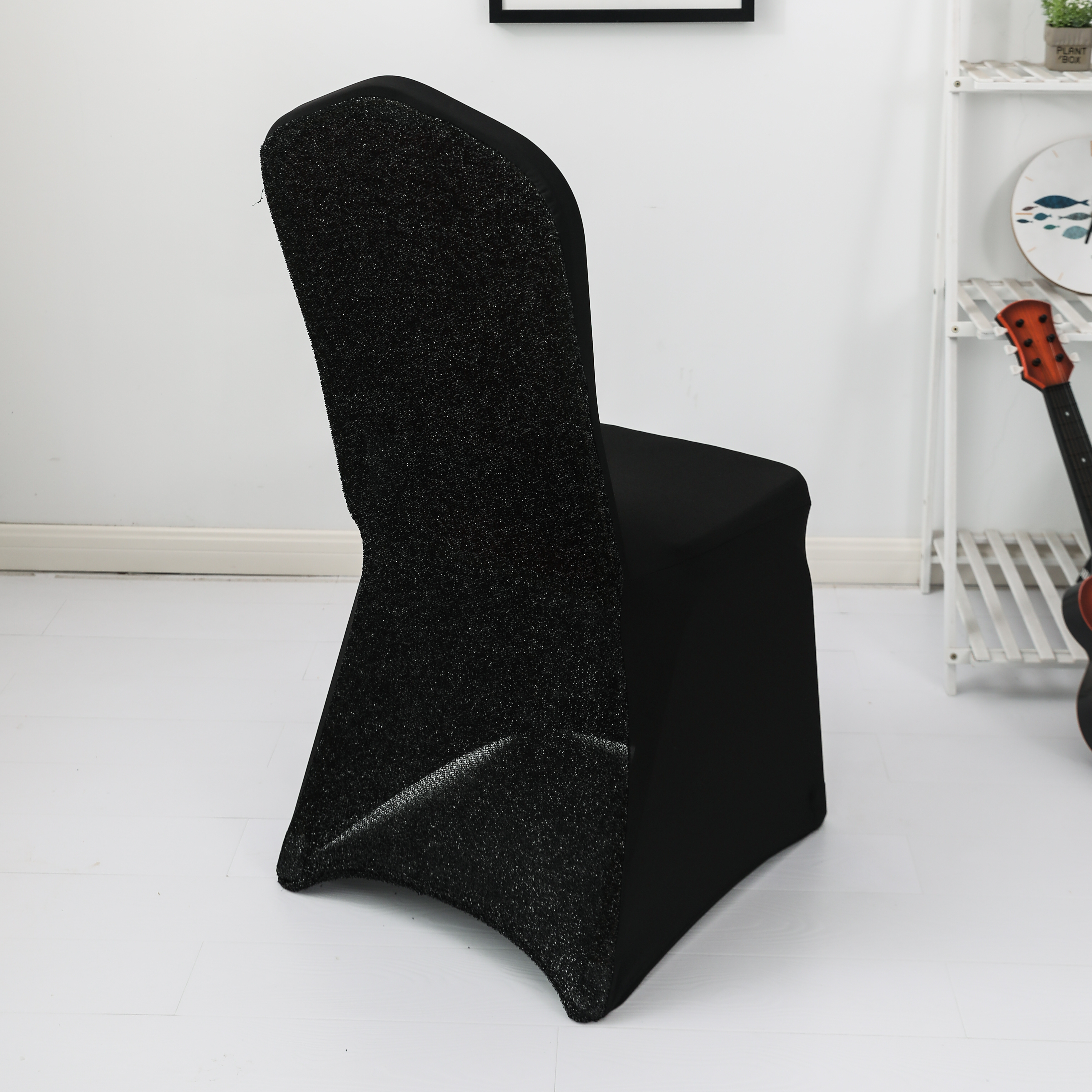 Gold Silver Black Red White Silk Elastic All-Inclusive Chair Cover