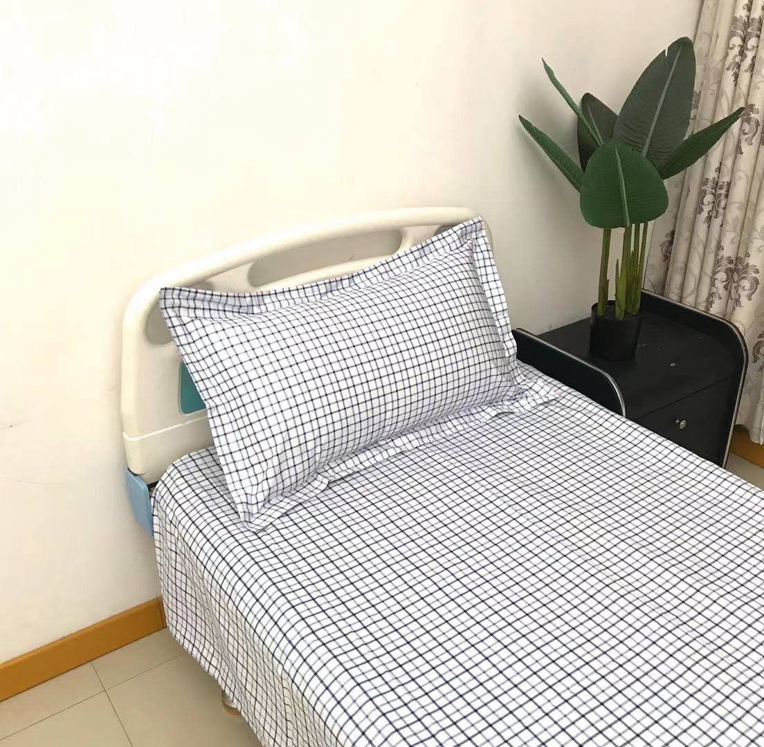 Nicefoto Hotel Supplies Hospital School Epidemic Prevention Bed Sheet Quilt Cover Pillowcase Plaid Printed
