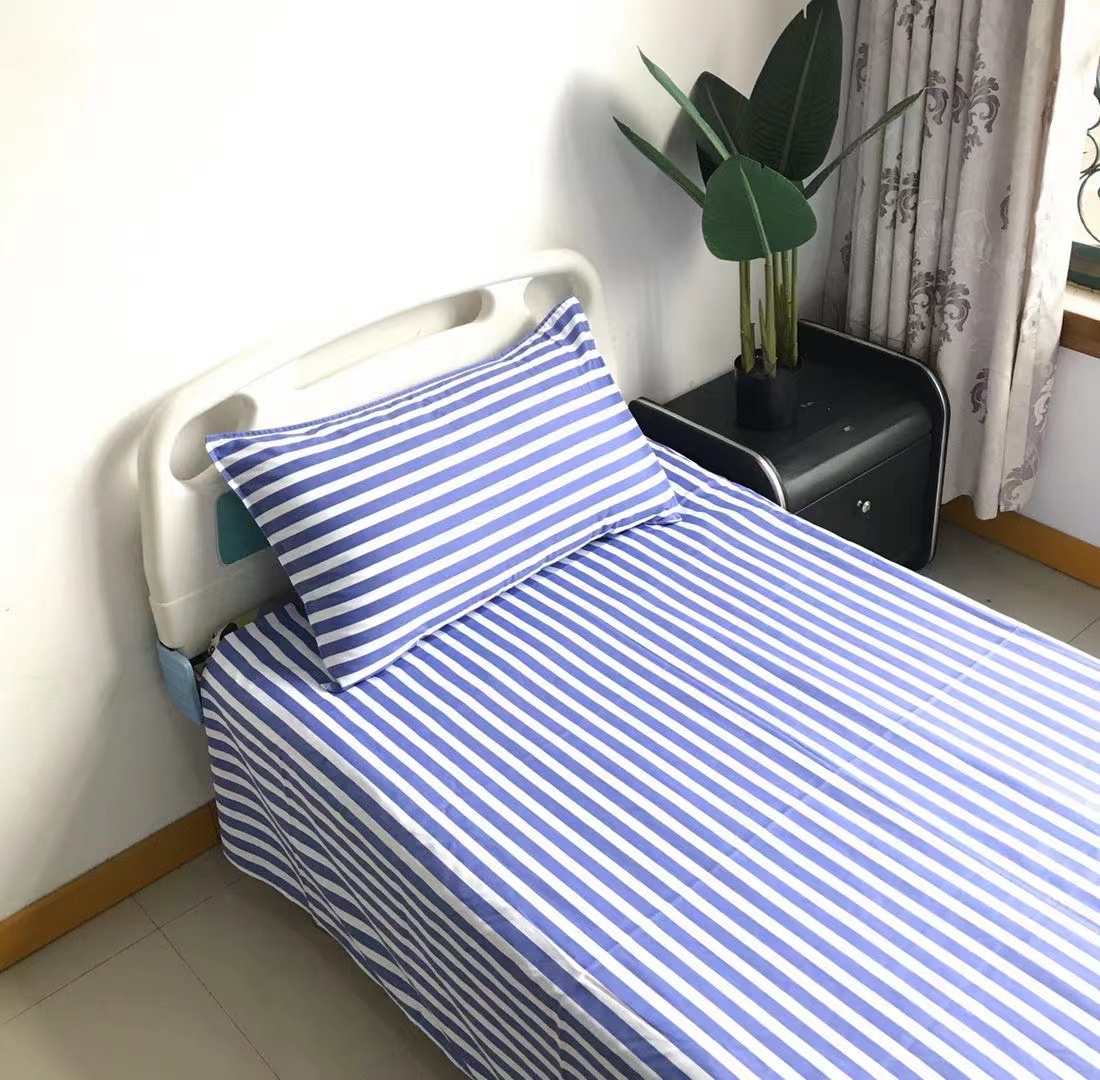 Nicefoto Hotel Supplies Hospital School Epidemic Prevention Bed Sheet Quilt Cover Pillowcase Striped Plain