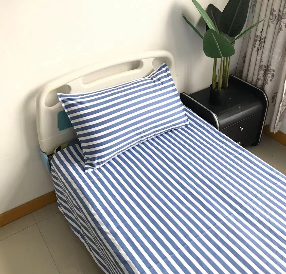 Nicefoto Hotel Supplies Hospital School Epidemic Prevention Bed Sheet Quilt Cover Pillowcase Striped Plain