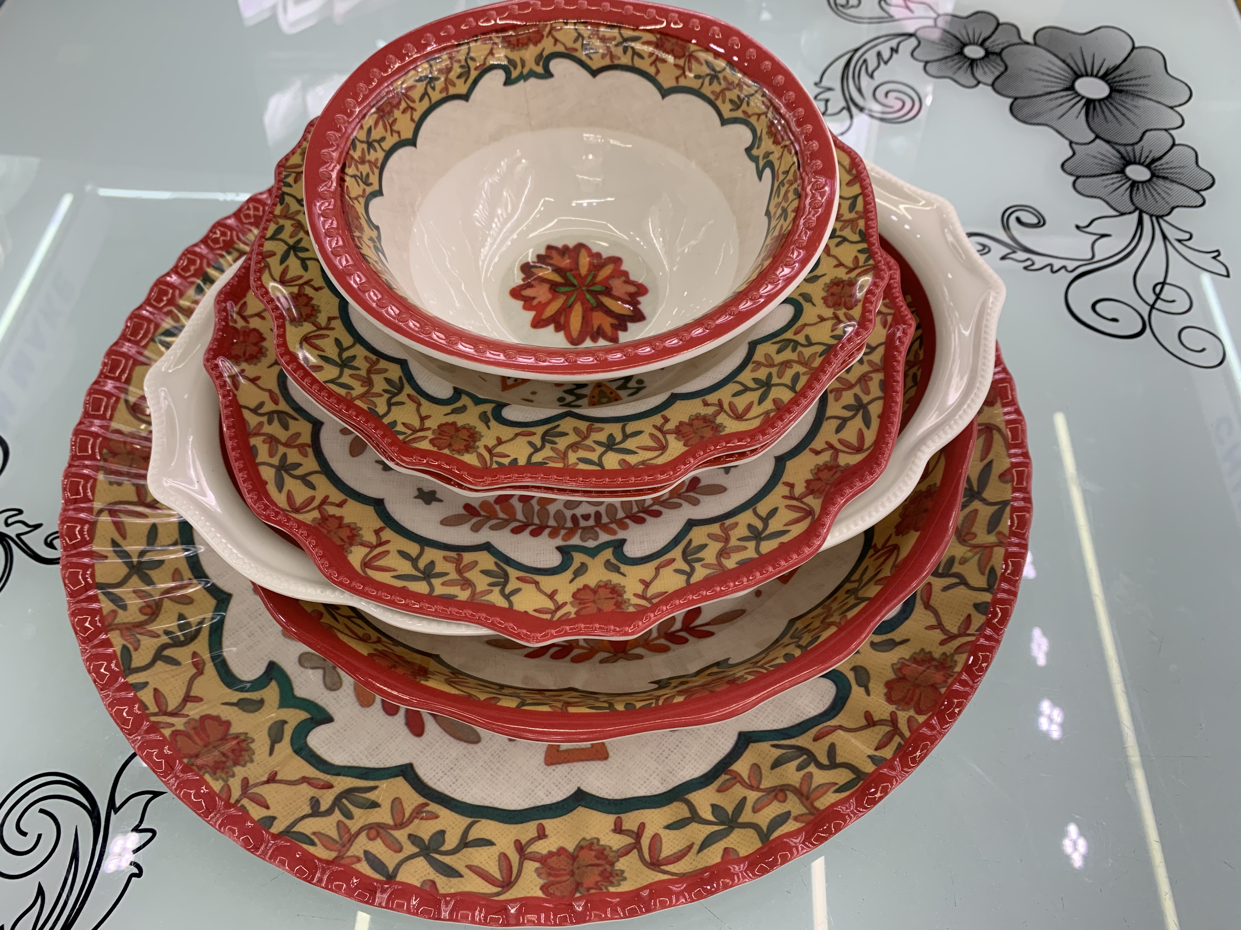 Foreign Trade Imitation Porcelain Melamine Tableware Plate Dish Western Food Plate Home Use and Commercial Use Wholesale