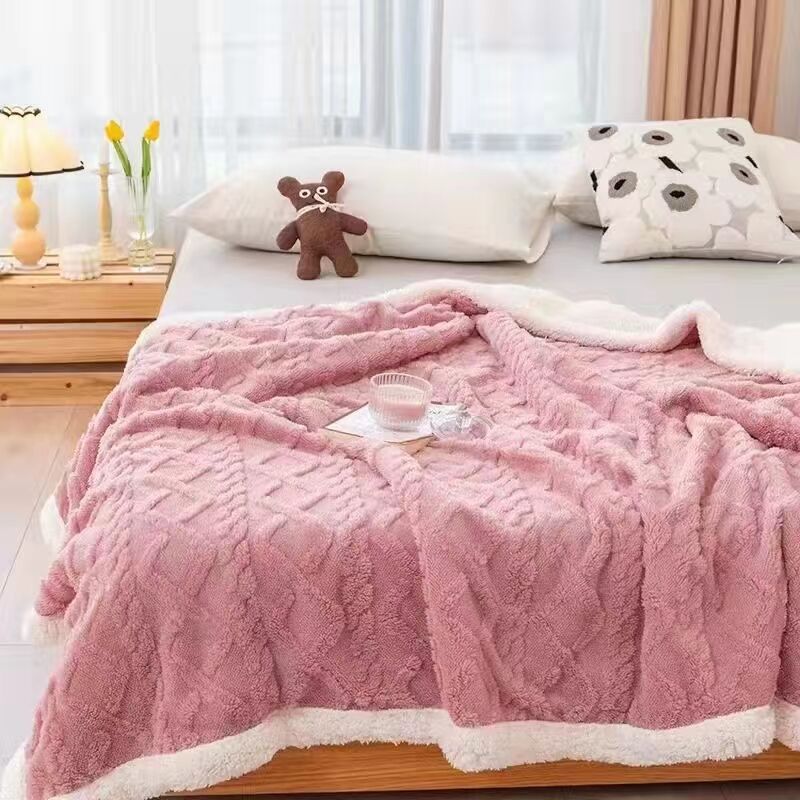2024 new super soft and comfortable cotton wool jacquard blanket