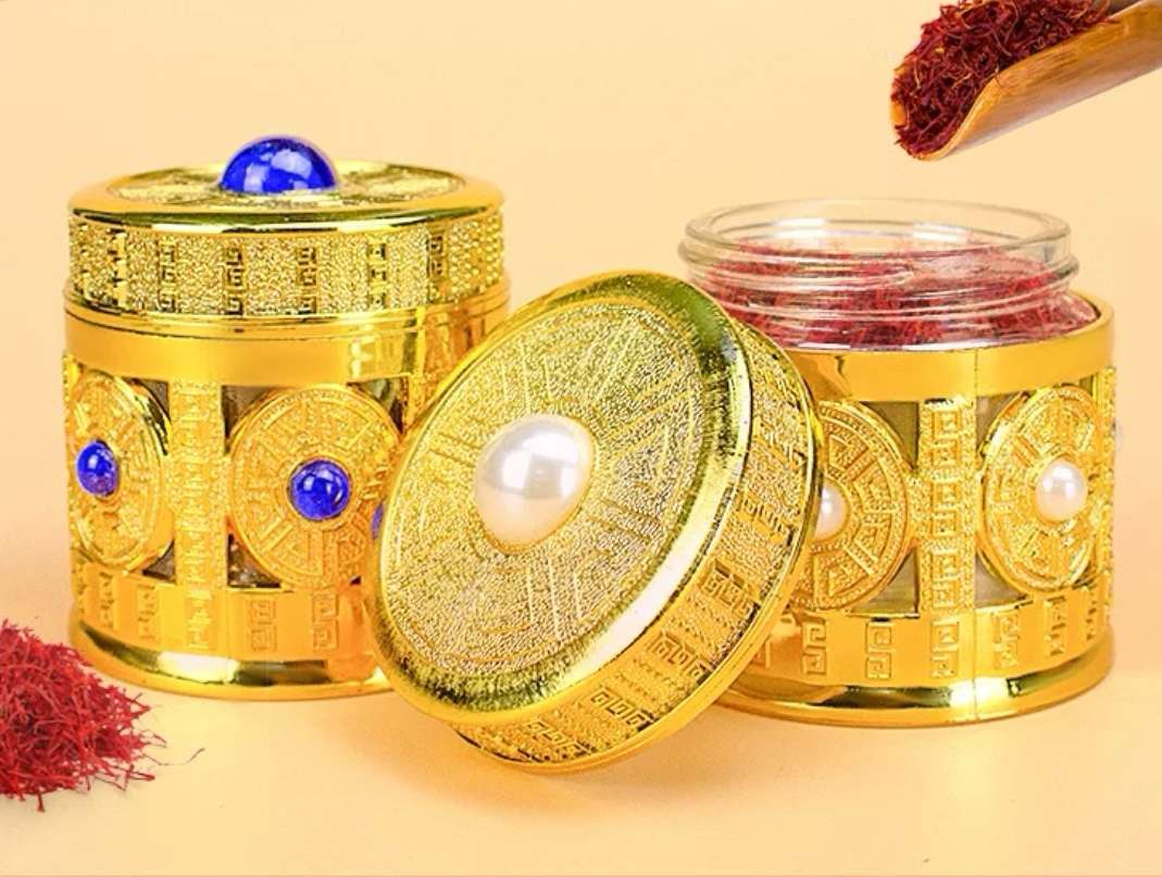 houde glass saudi dubai luxury gold gem saffron jar sub-bottle