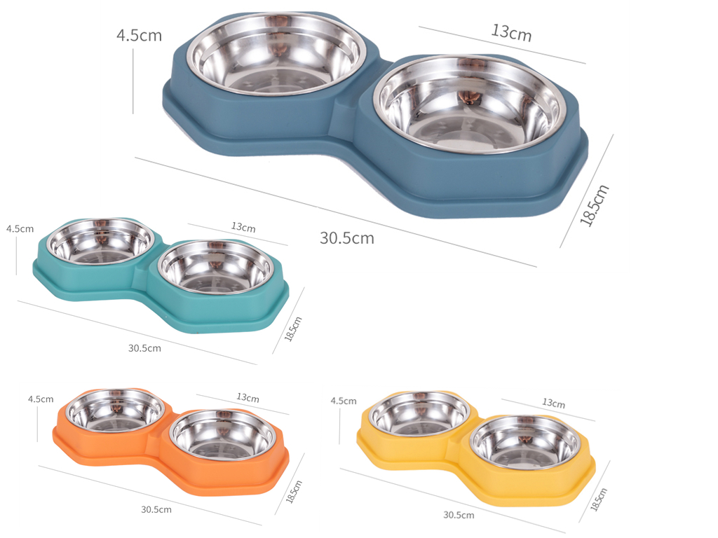 宠物碗 六边不锈钢双碗SP73315
