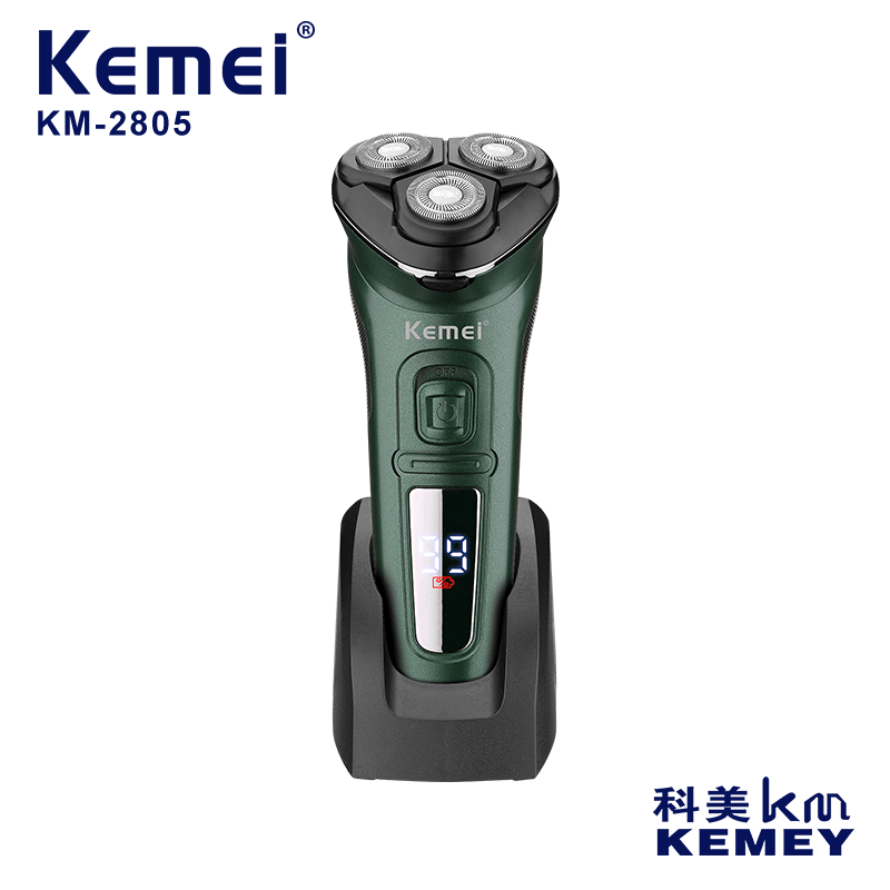 可充电防水数显电动剃须刀Km-2805 Usb充电座不锈钢刀片剃须