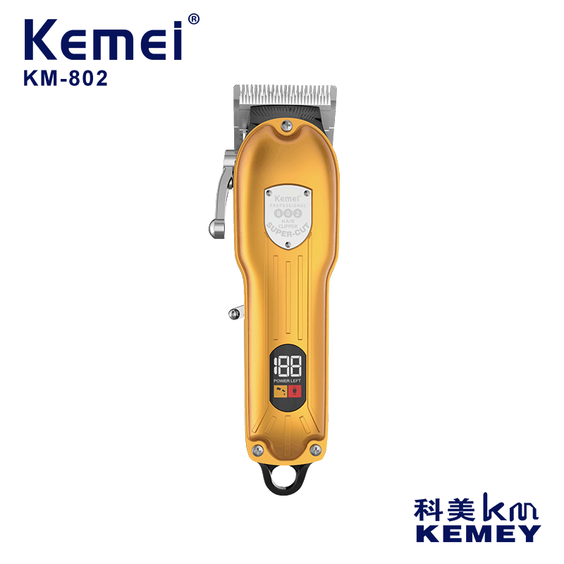 科美 KM-802理发器复古油头推剪金属雕刻推剪LED数显家用电推剪