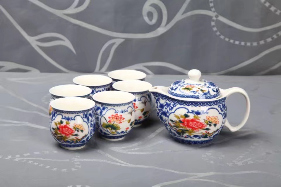 Jingdezhen ceramic double layer 7-piece tea set thumbnail