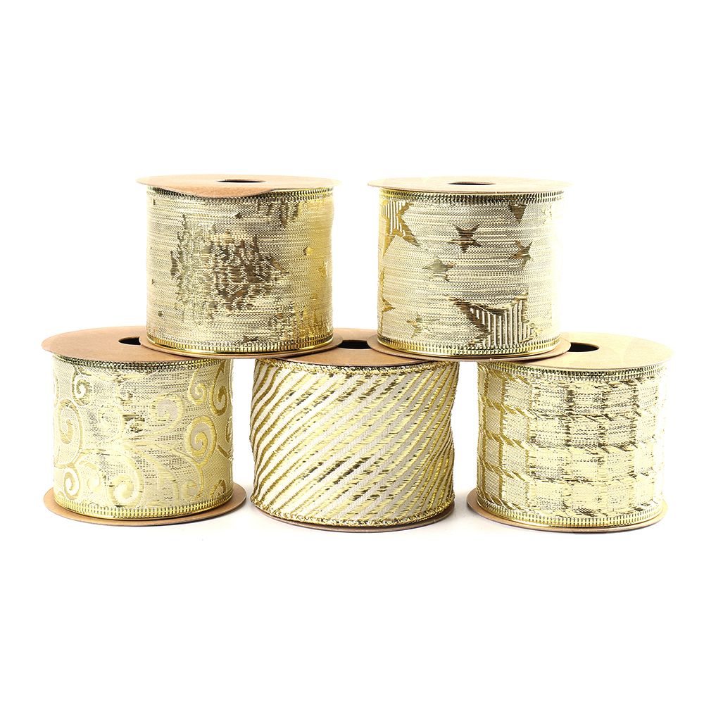 圣诞节丝带绑鲜花蛋糕圣诞树装饰罗纹织带现货批发烫金红绿飘彩带 节日礼品