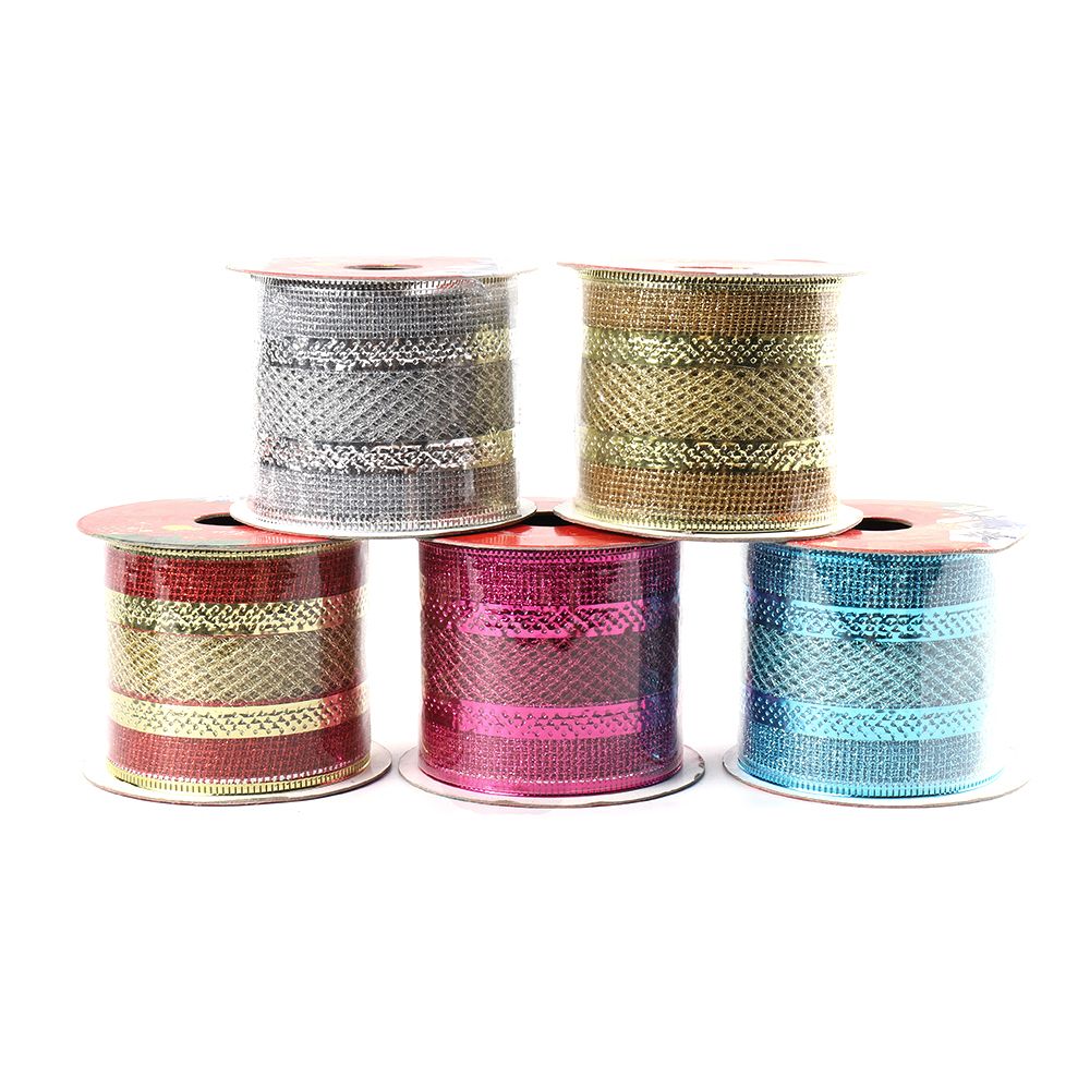 圣诞节丝带绑鲜花蛋糕圣诞树装饰罗纹织带现货批发烫金红绿飘彩带 金银色缎带