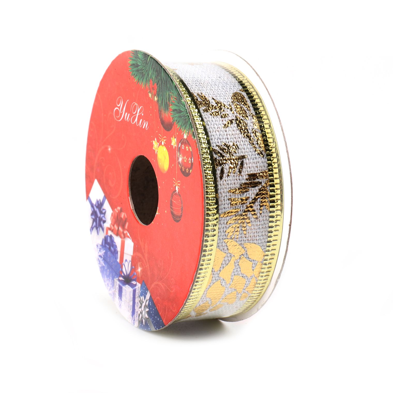 圣诞节丝带绑鲜花蛋糕圣诞树装饰罗纹织带现货批发烫金红绿飘彩带详情图1