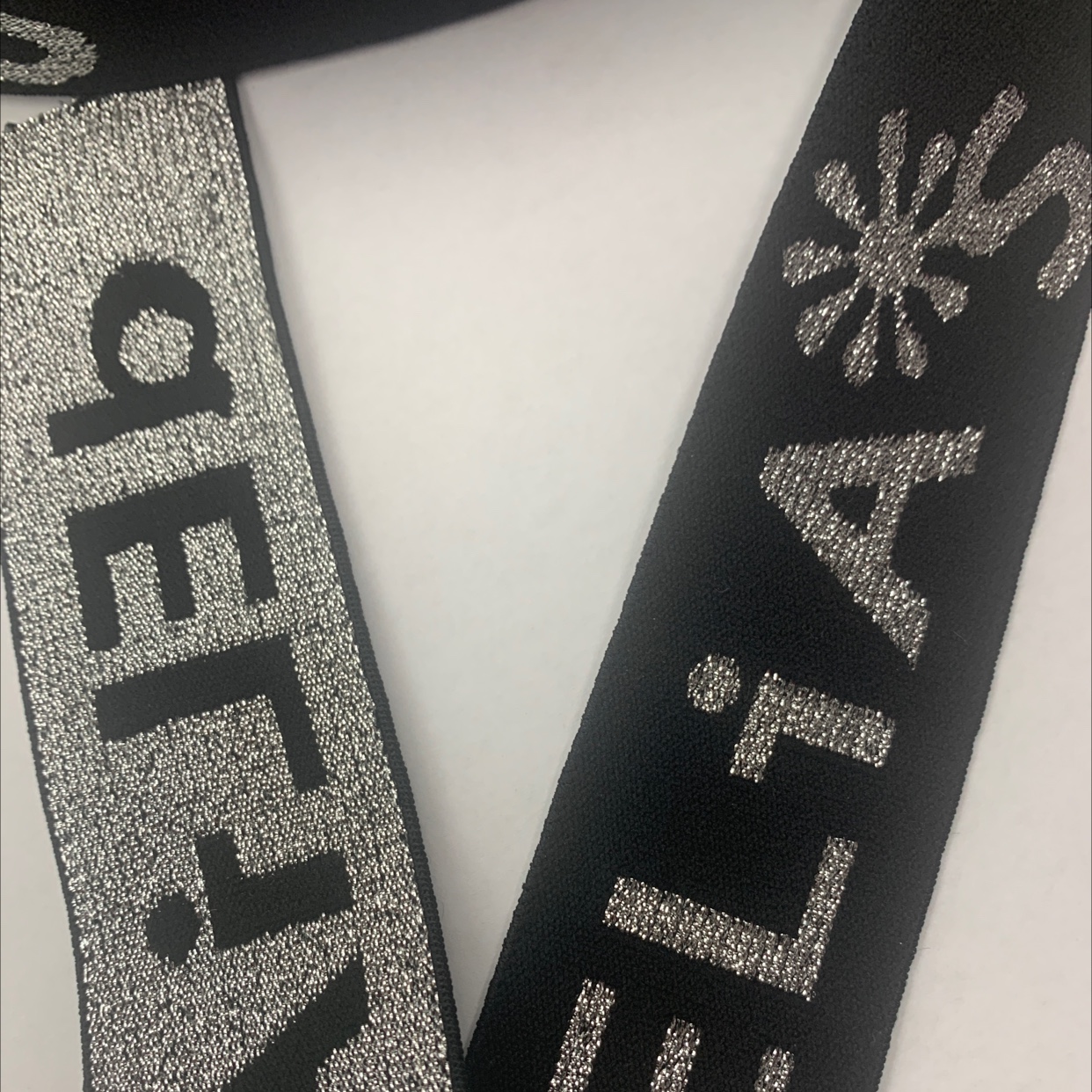 3.8 Jacquard ribbon, nylon ribbon, silver thread details Picture