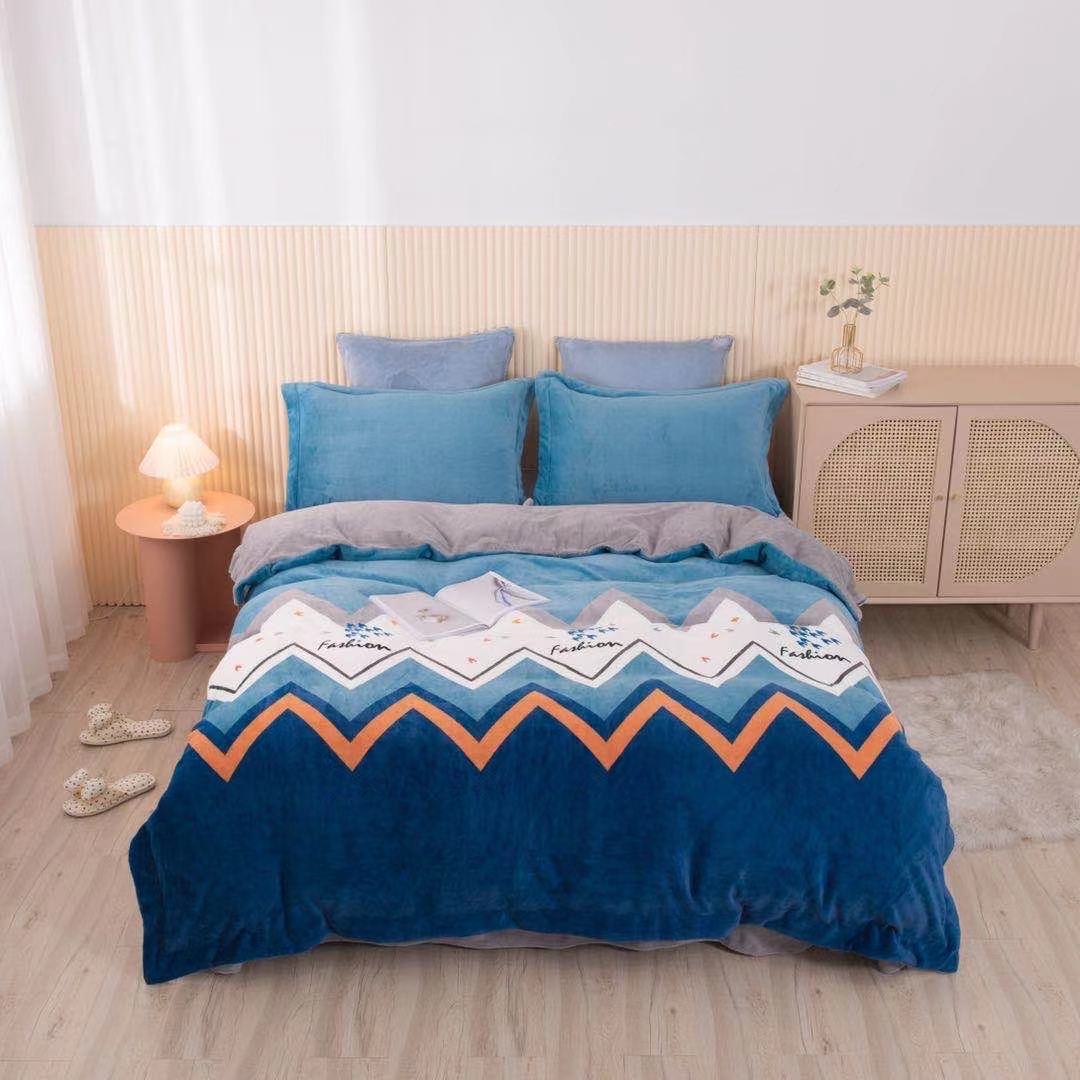 Printed milk velvet four-piece set 200*230 details Picture