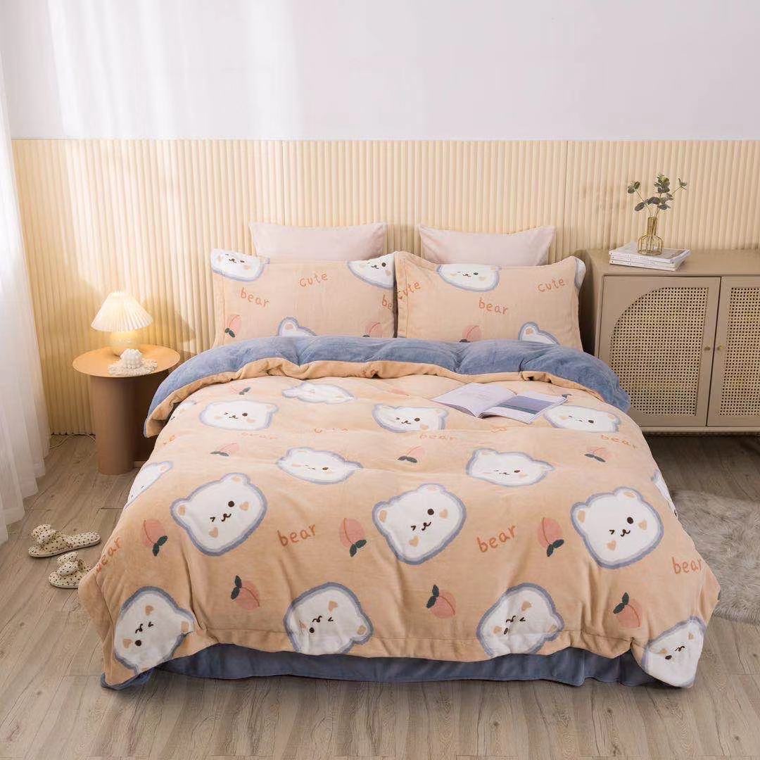 Printed milk fleece four-piece set pic 1
