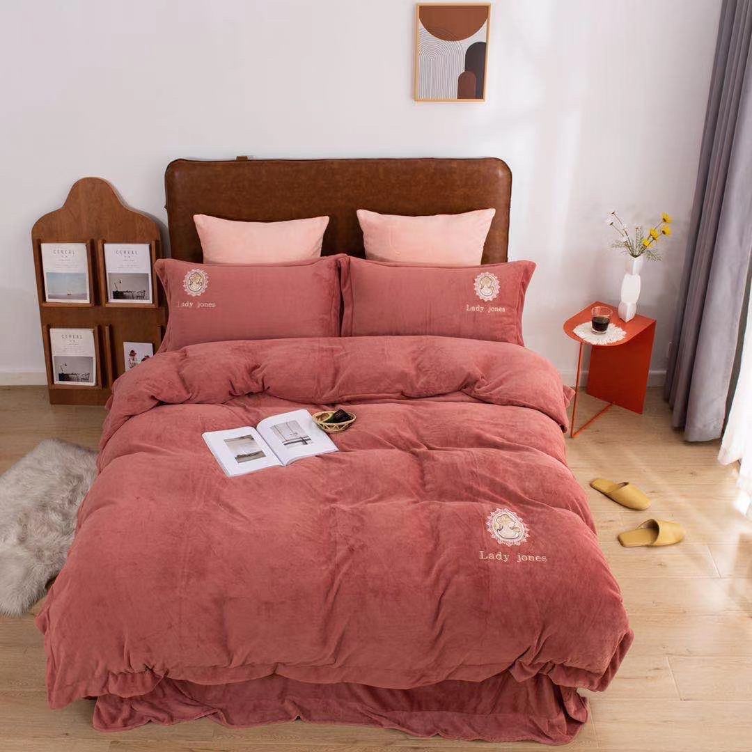 Solid color milk velvet four-piece set