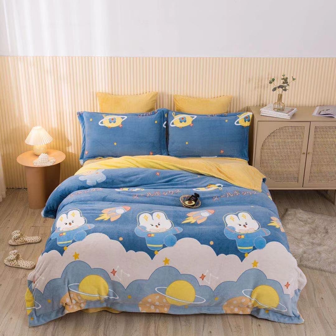 Printed milk fleece four-piece set pic 2