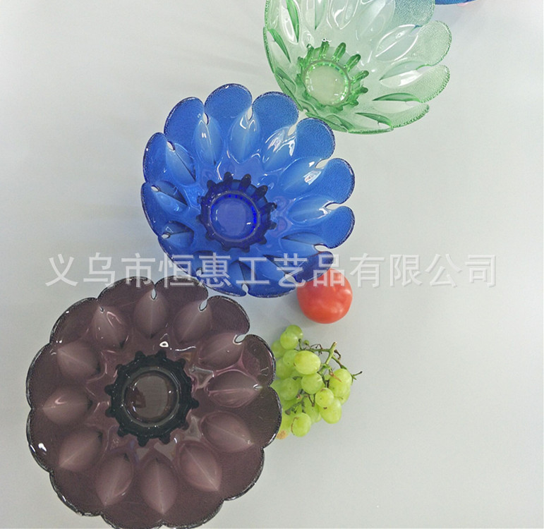 Wholesale Glass Fruit Plate Centrifugal Plate Color Plate Gift Crafts Hotel Supplies Ktv Bean Fishing Snack Plate full figure