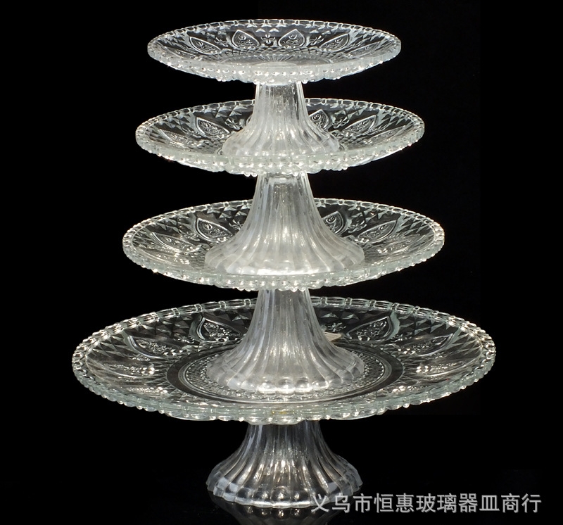 Wholesale crystal glass RBC high foot cake plates, fruit candy plates, glass art tableware and gifts from the manufacturer Item Picture