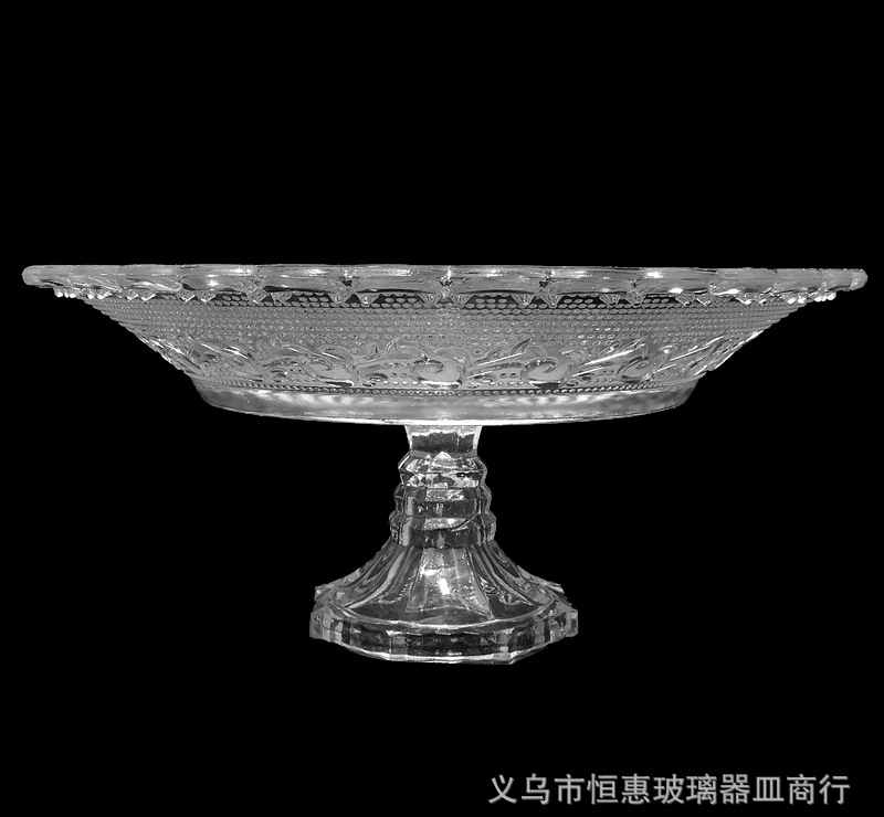 Factory wholesale of European-style luxury crystal glass high-legged PM cake plates, salad plates, direct supply of fruit plates, tableware and gifts