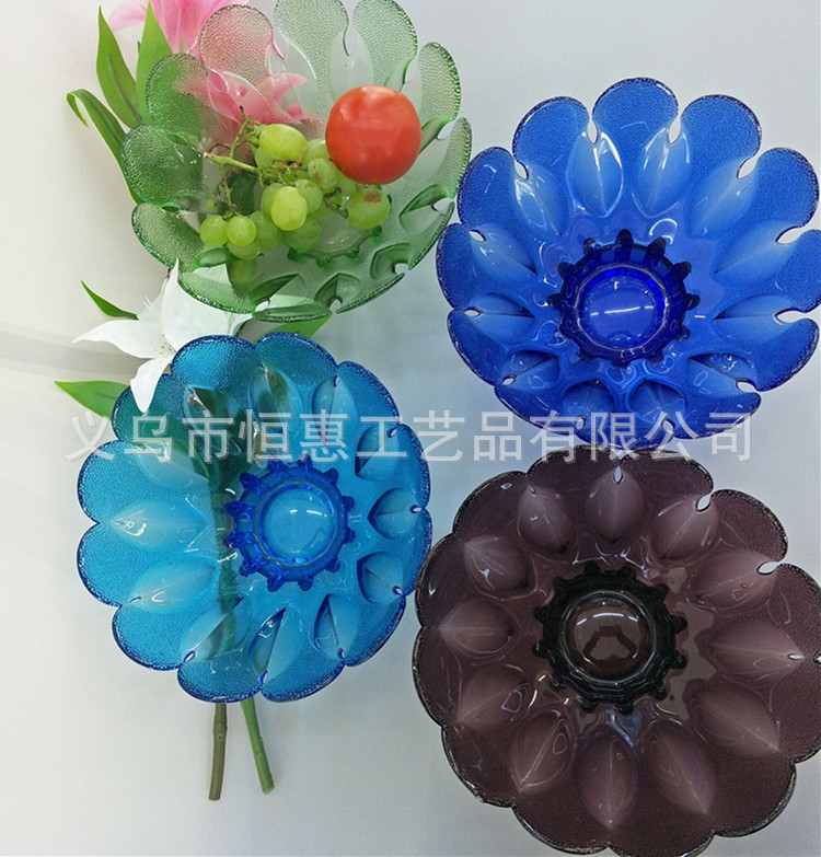 Wholesale Glass Fruit Plate Centrifugal Plate Color Plate Gift Crafts Hotel Supplies Ktv Bean Fishing Snack Plate details Picture