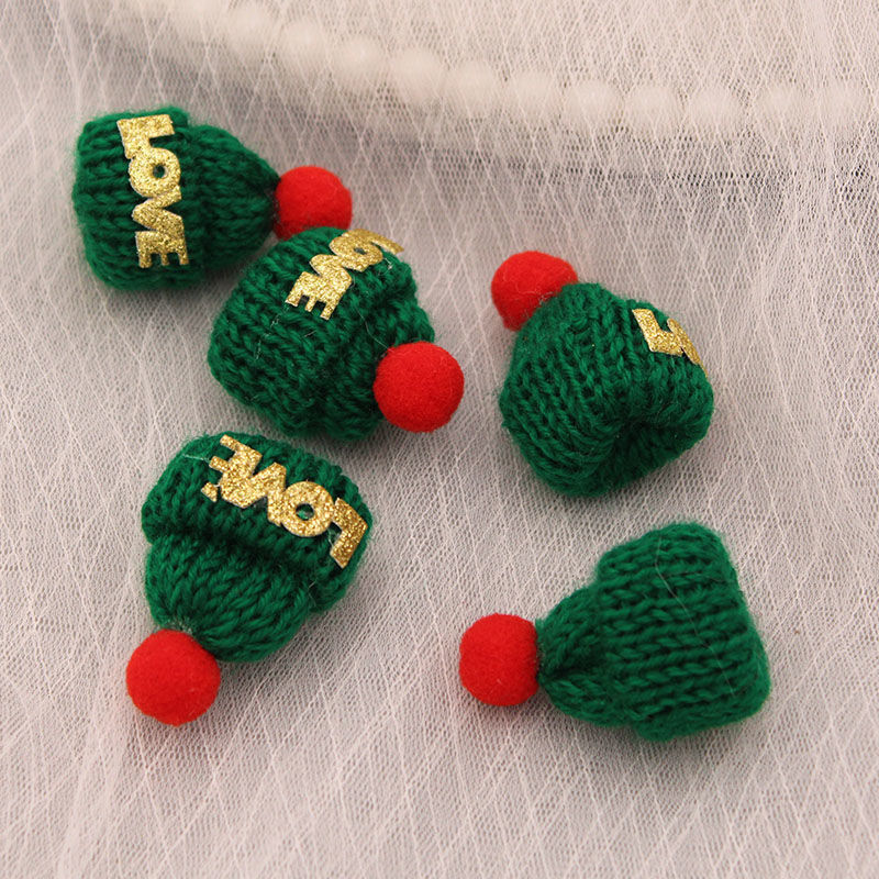 圣诞节可爱毛线小小帽子diy发夹头饰胸针蝴蝶结饰品包包衣服材料配件详情图2