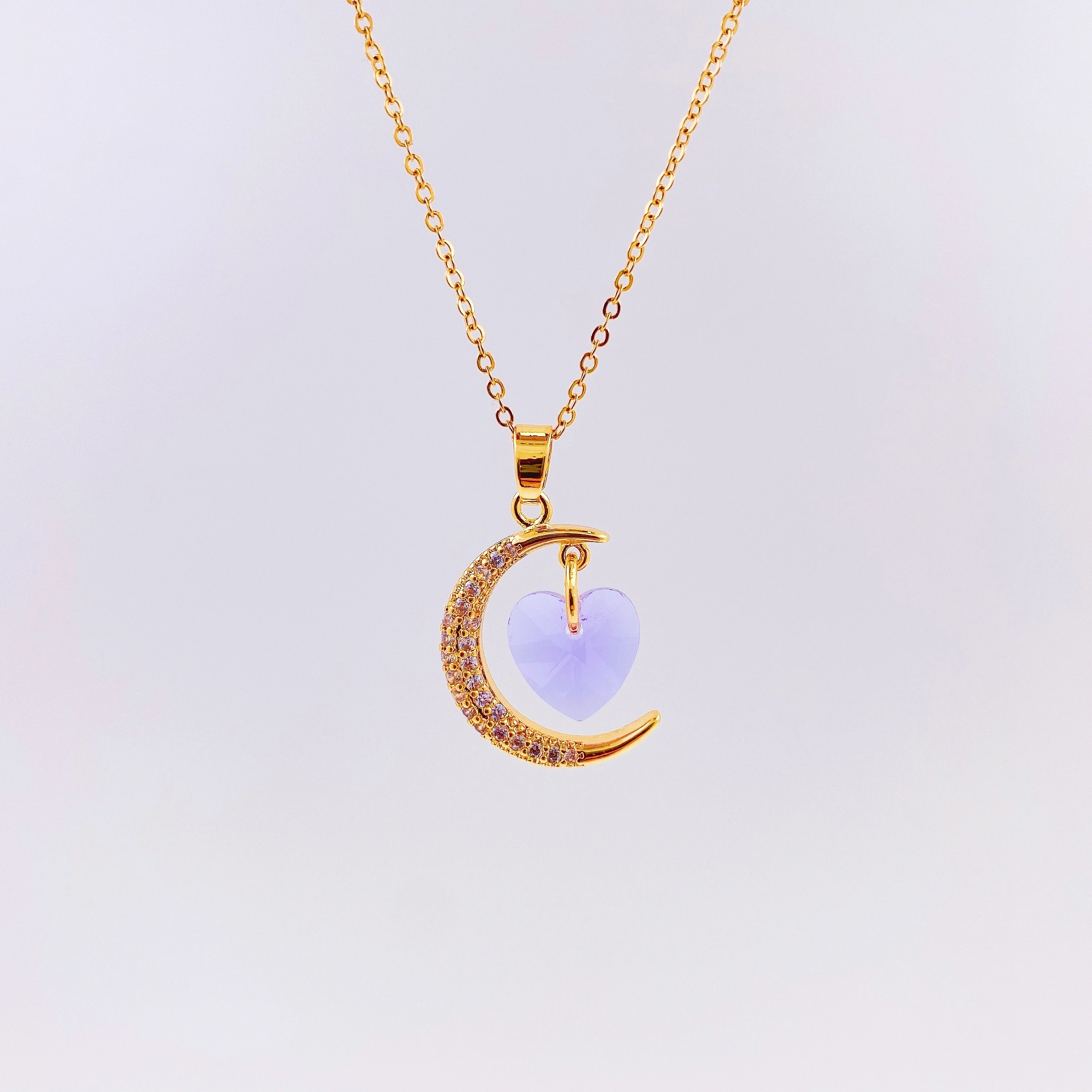 A titanium steel necklace of the same style as Douyin, with a touch of light luxury and a moon heart pendant. It features an ins style and an extremely ethereal design. (Single pendant without chain) detail image 7