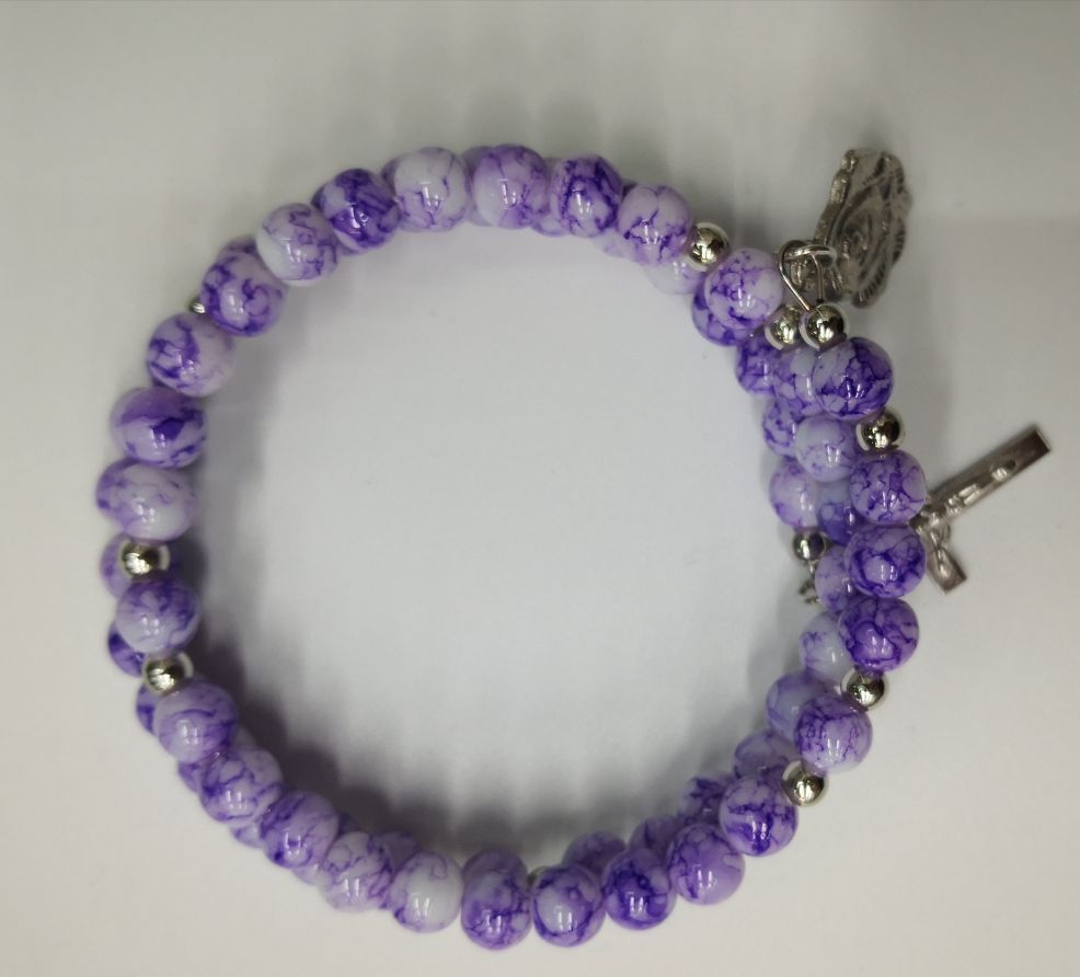 拉丝玻璃珠手链，钢丝圈手链，宗教手链详情图1