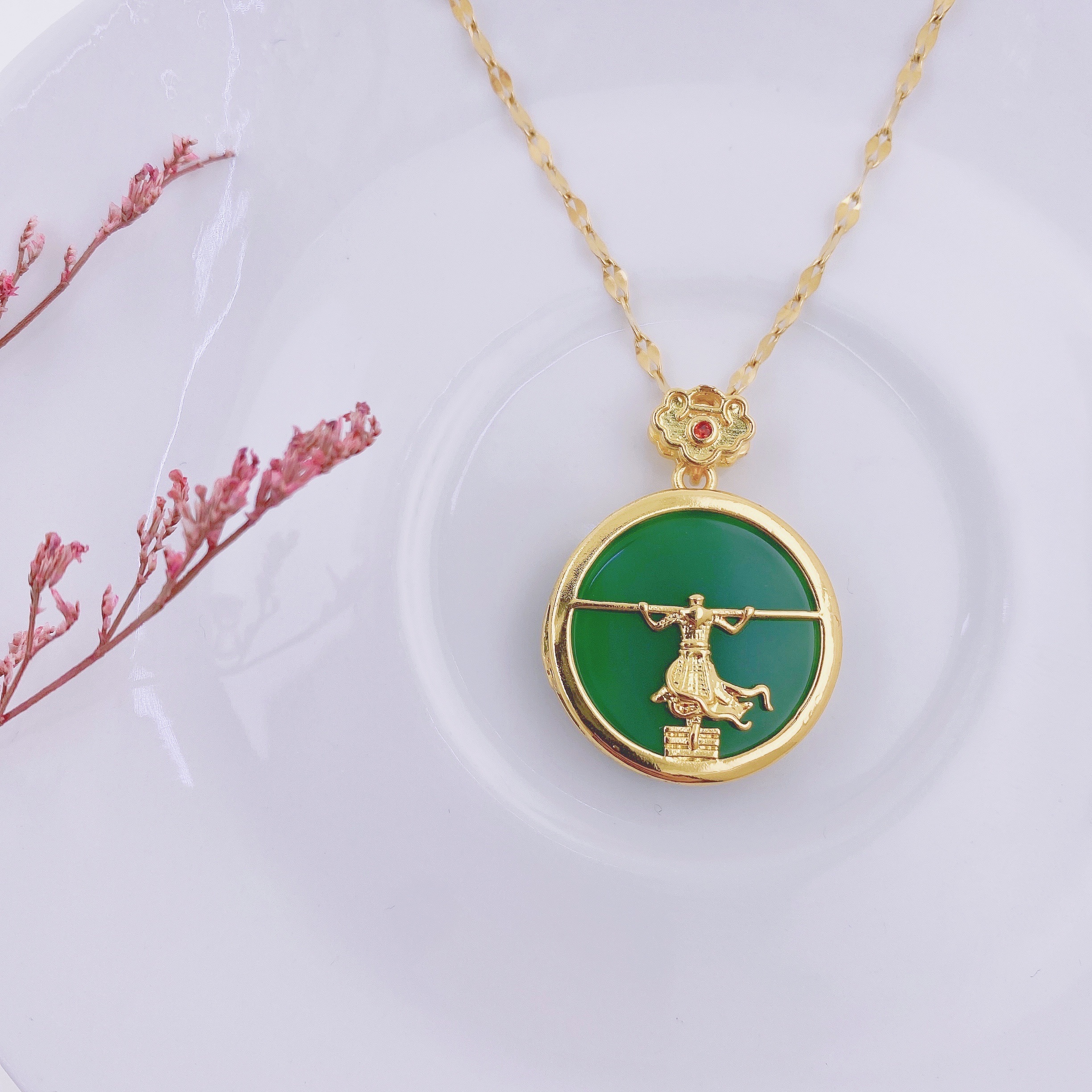 قلادة "18 ك" الذهبية "الجديدة" "لا تسقط على شكل قلادة بيضاء detail image 3