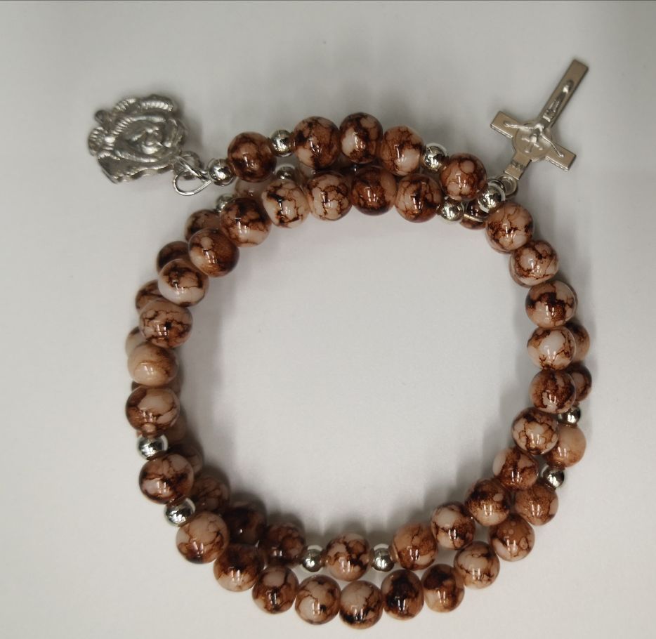 拉丝玻璃珠手链，钢丝圈手链，宗教手链详情图3