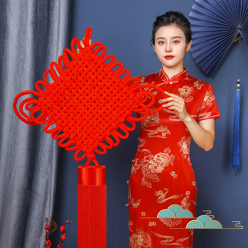 "Fu" character pendant, Chinese knot woven thread, festival gift, living room, large and small size decoration, Chinese knot "Fu" character Specification image