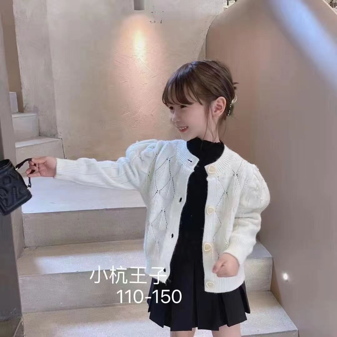 女童秋季新款爆款时尚韩版潮流学院风针织衫毛衣外套图