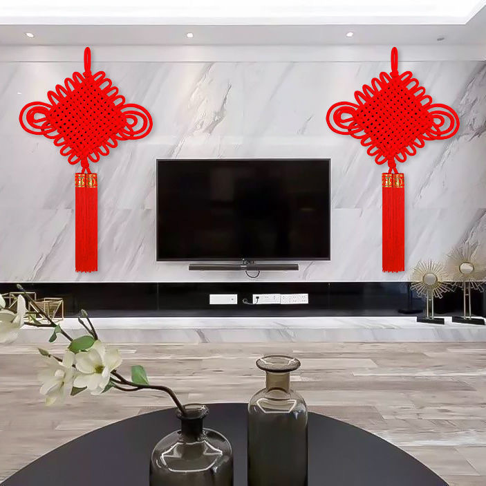 "Fu" character pendant, Chinese knot woven thread, festival gift, living room, large and small size decoration, Chinese knot "Fu" character details Picture