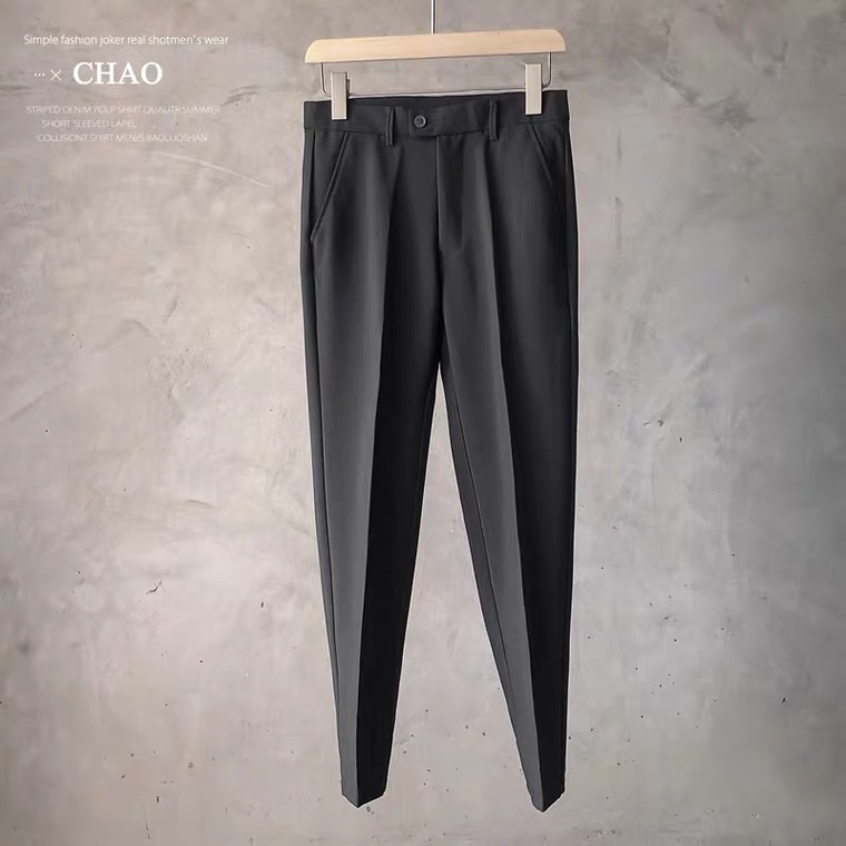 Spring/Summer 2021 men's skinny skinny 9-inch business casual Korean-style trendy casual straight-leg loose suit pants details Picture