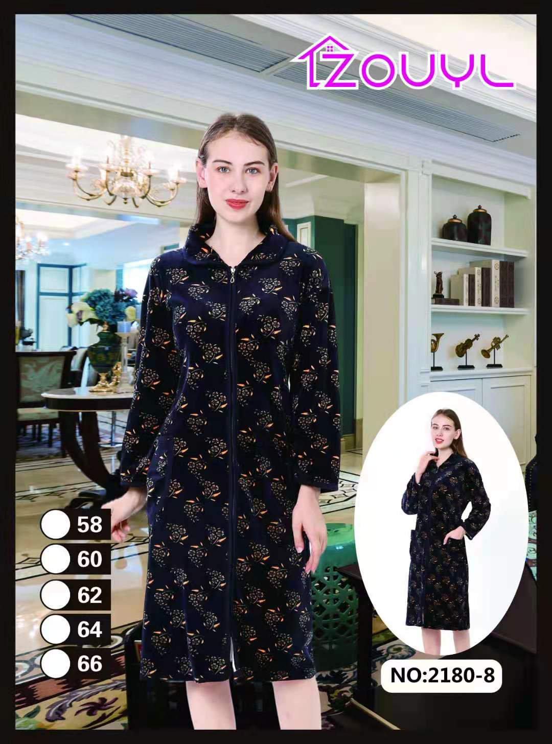 Large-sized women's zippered long dress and home wear Specification image