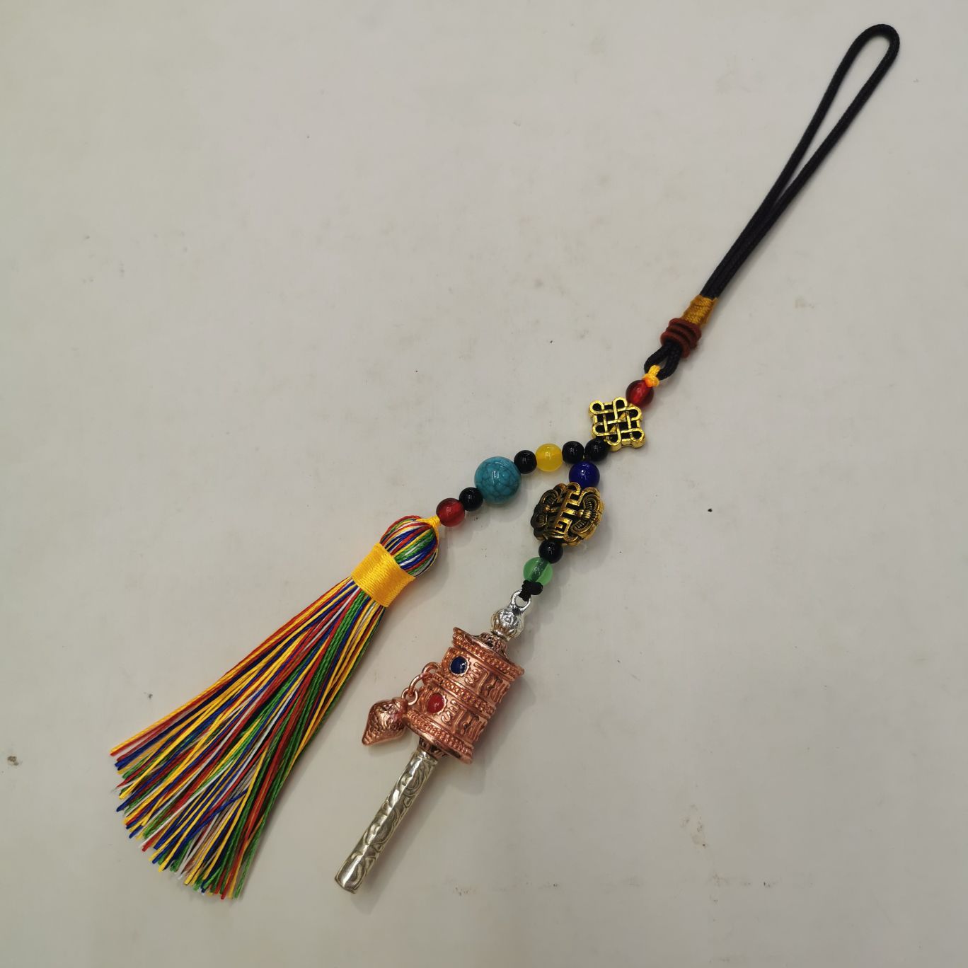 Tibetan-style waist tag bag with a rotating wheel pendant details Picture
