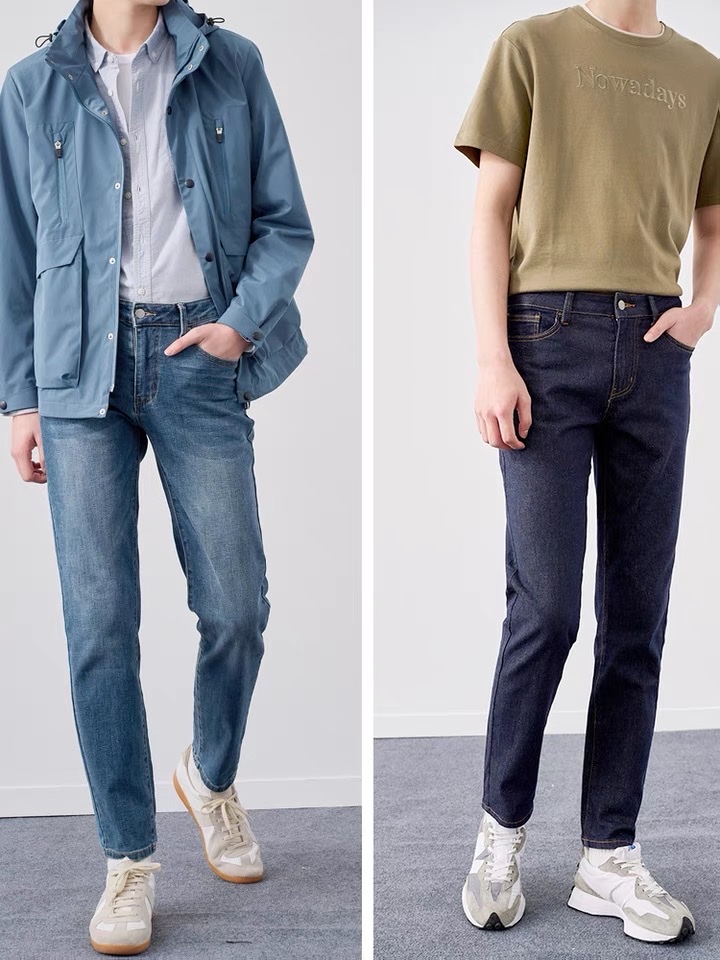 Spring and autumn light-colored jeans for men, loose Korean-style trendy casual pants, men's long pants