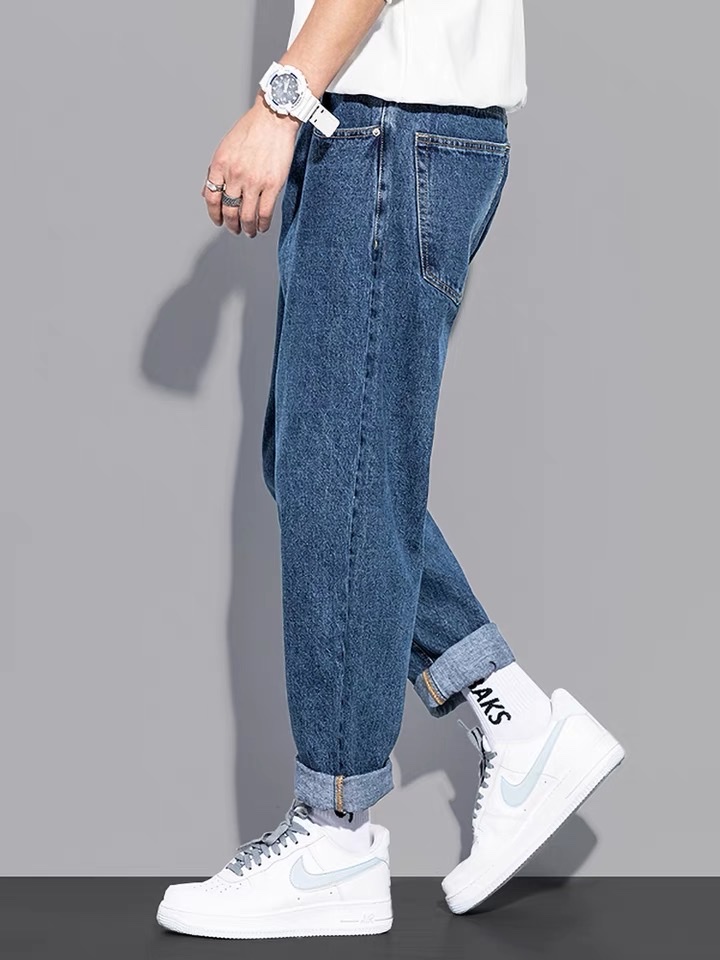 Spring and autumn light-colored men's loose straight-leg trendy brand pure cotton Korean-style casual pants men's long pants details Picture