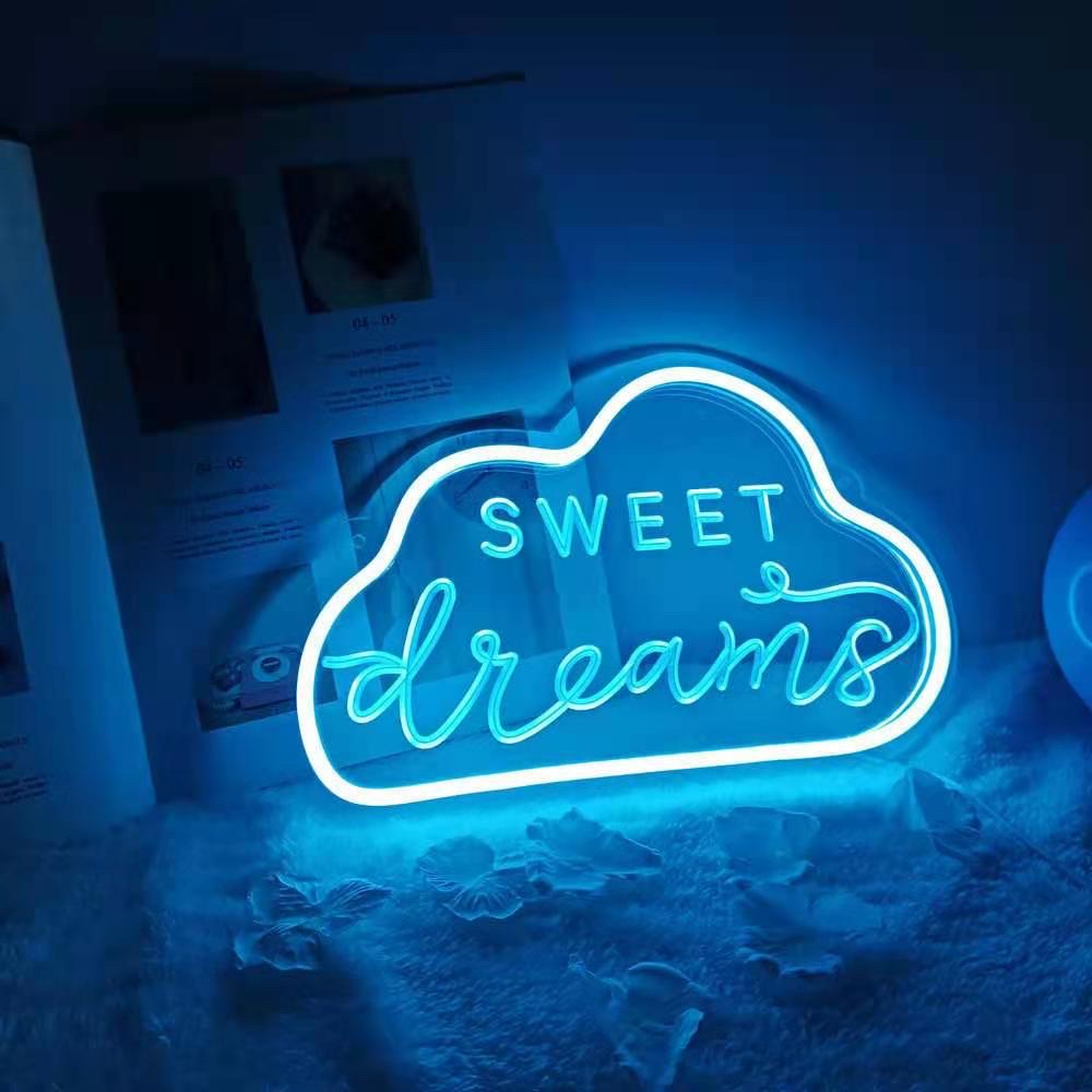 LED neon light bar party creative decoration neon light backboard, acrylic backboard light, led decorative light, cloud blue 31*20cmUSB interface Item Picture