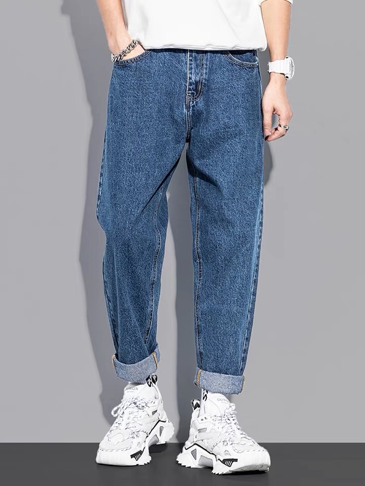 Spring and autumn light-colored men's loose straight-leg trendy brand pure cotton Korean-style casual pants men's long pants