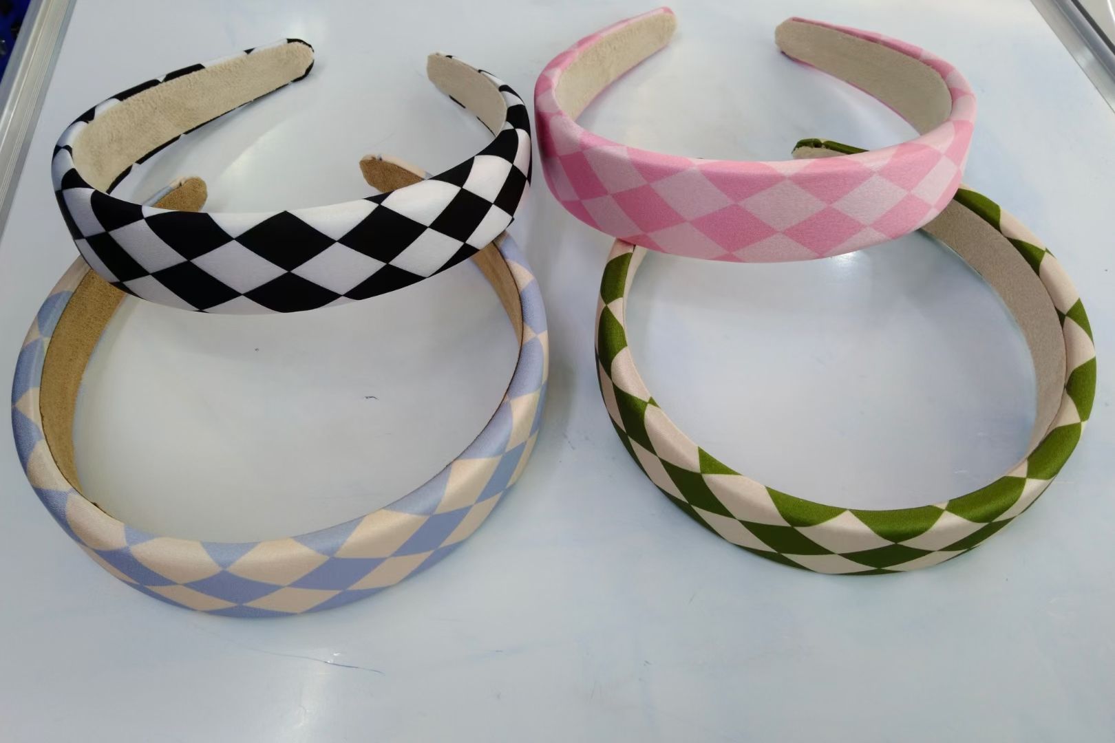 3cm girl's checkerboard sponge full hair band