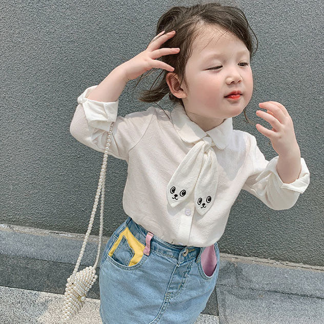 2女童白衬衣纯棉宝宝娃娃衫2021秋装新款韩版儿童春秋长袖