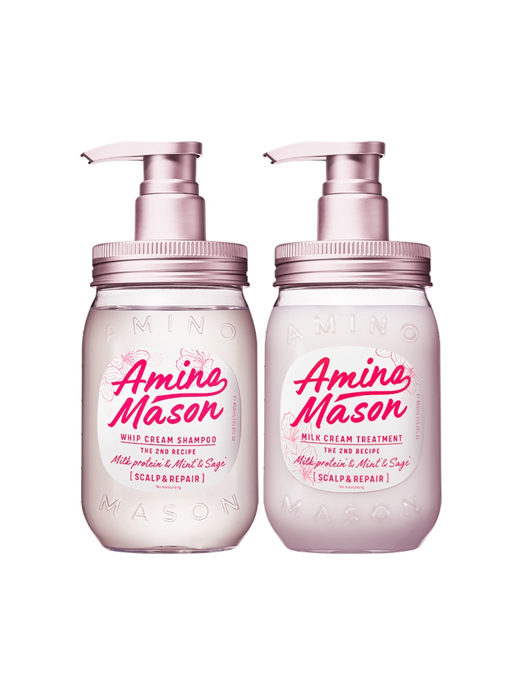 Japanese amino mason Amino Silicone-Free Cherry Blossom Refreshing Amino Shampoo and Conditioner Set