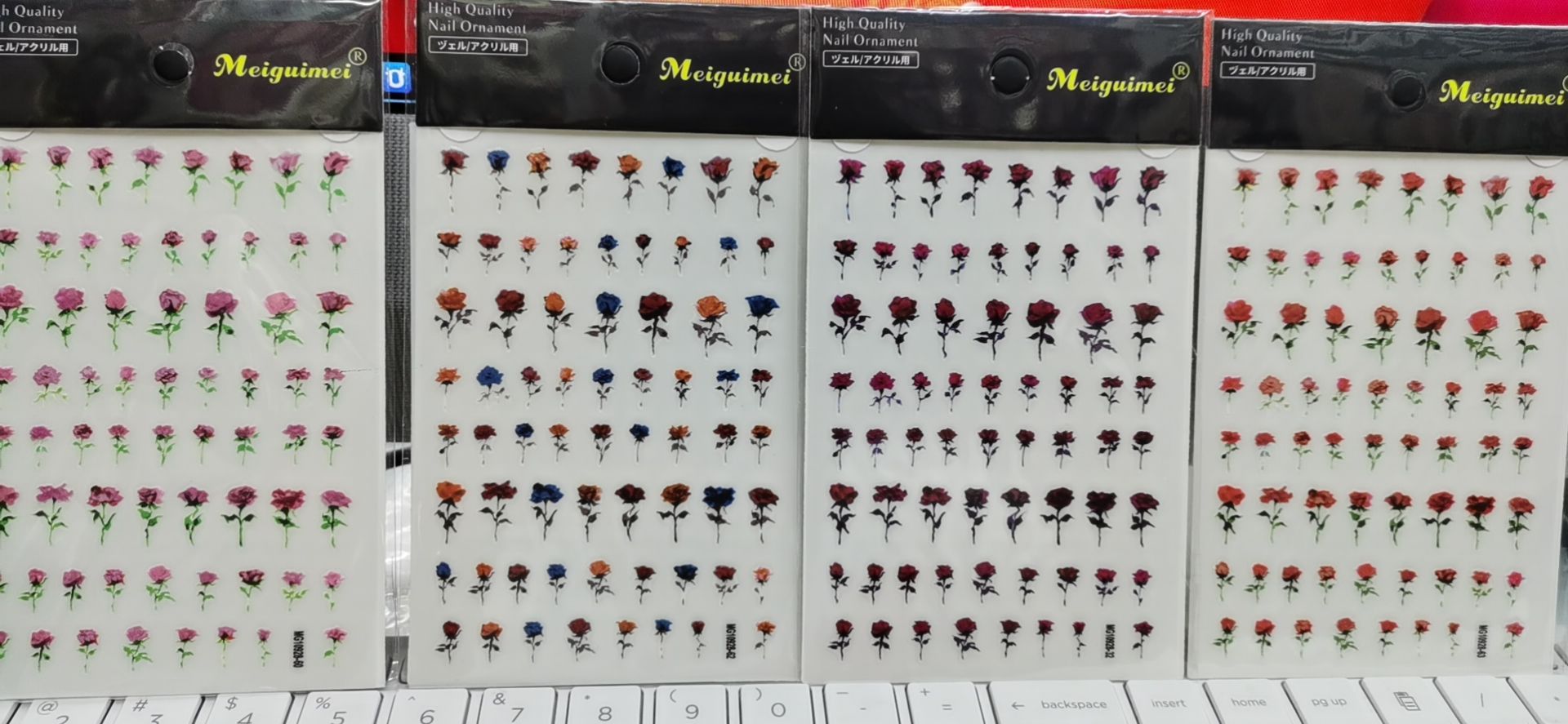 MG process ins nail stickers with adhesive backing have good adhesion, strong realism, very clear patterns, and a wide variety of styles. Factory direct sales of thin and tough new process adhesive stickers with many styles