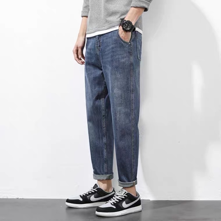 202 new straight-leg jeans for men, a loose and trendy Korean-style casual jeans for men Specification image