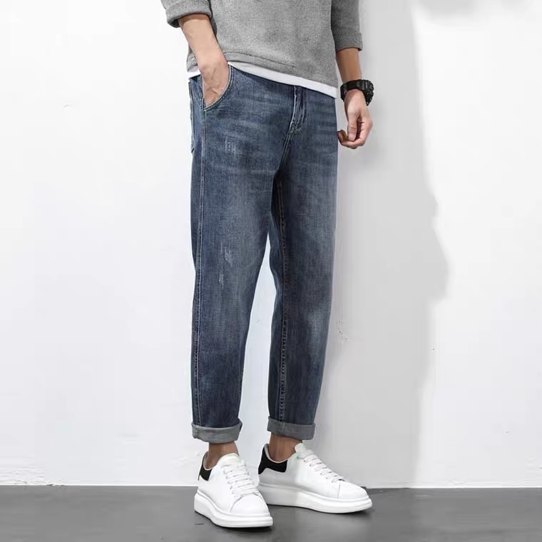 New straight-leg jeans for men in the spring and autumn of 2021, a loose and trendy Korean-style retro jeans for men Specification image