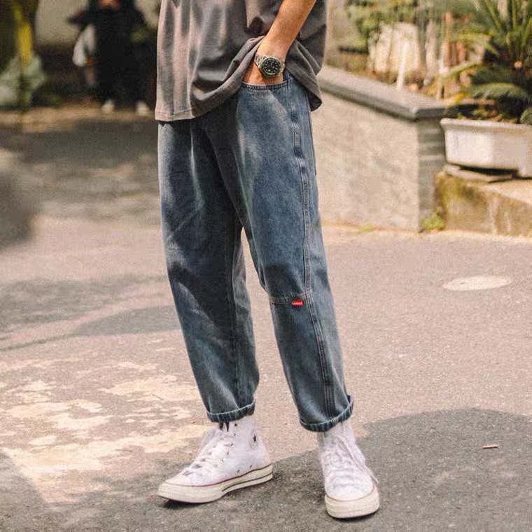Spring and autumn new straight-leg jeans for men, a loose and trendy Korean-style casual Hong Kong-style retro jeans for men Specification image