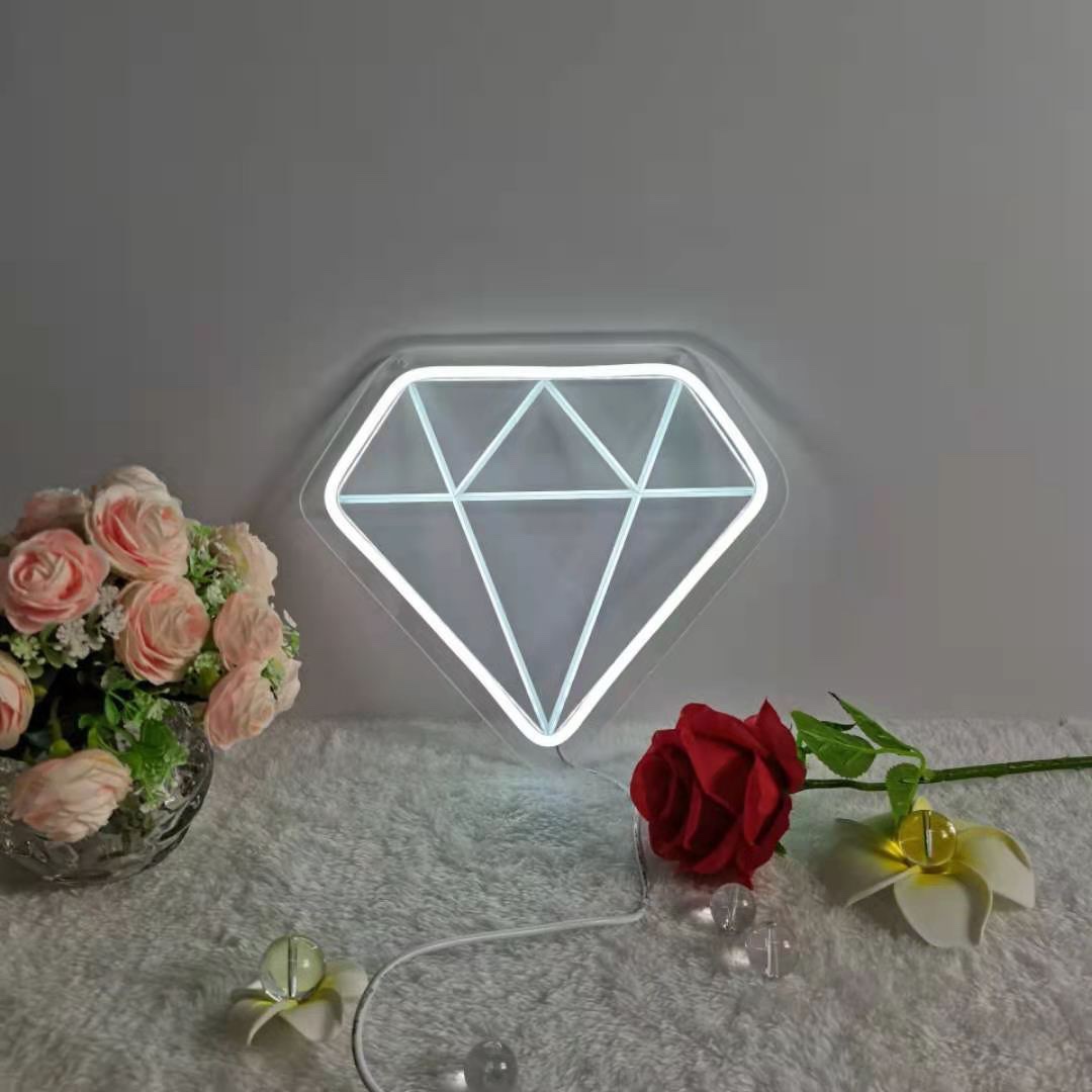 LED neon light bar party creative decoration neon light backboard acrylic backboard light led decorative light diamond white 26*23*1USB interface