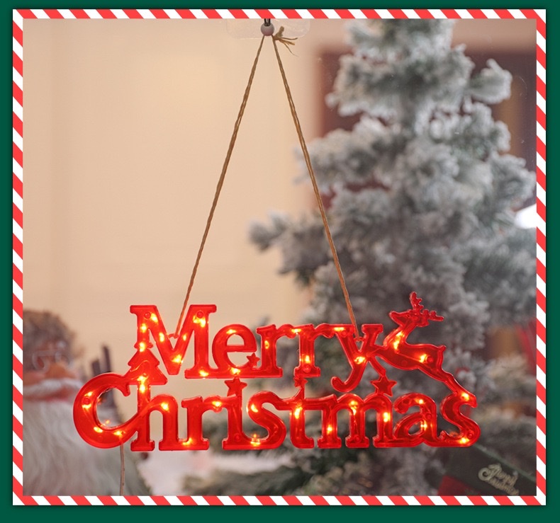 跨境新品Merry Christmas字母灯牌圣诞节装饰LED彩灯圣诞花环挂灯 红色色纽扣电子详情图4