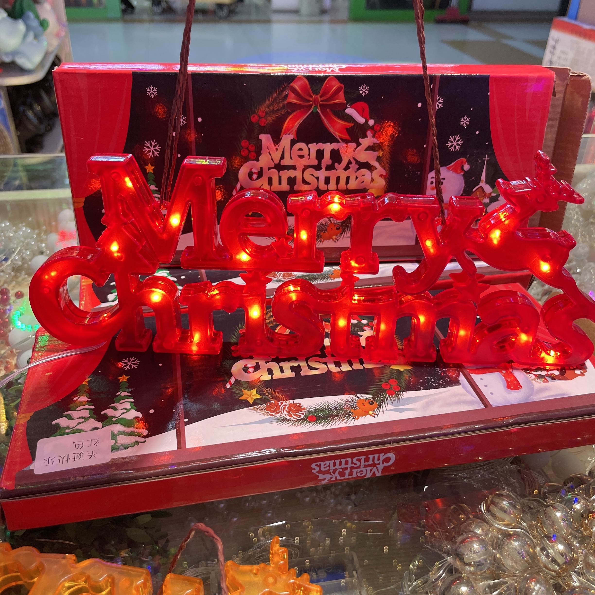 跨境新品Merry Christmas字母灯牌圣诞节装饰LED彩灯圣诞花环挂灯 红色色纽扣电子详情图2