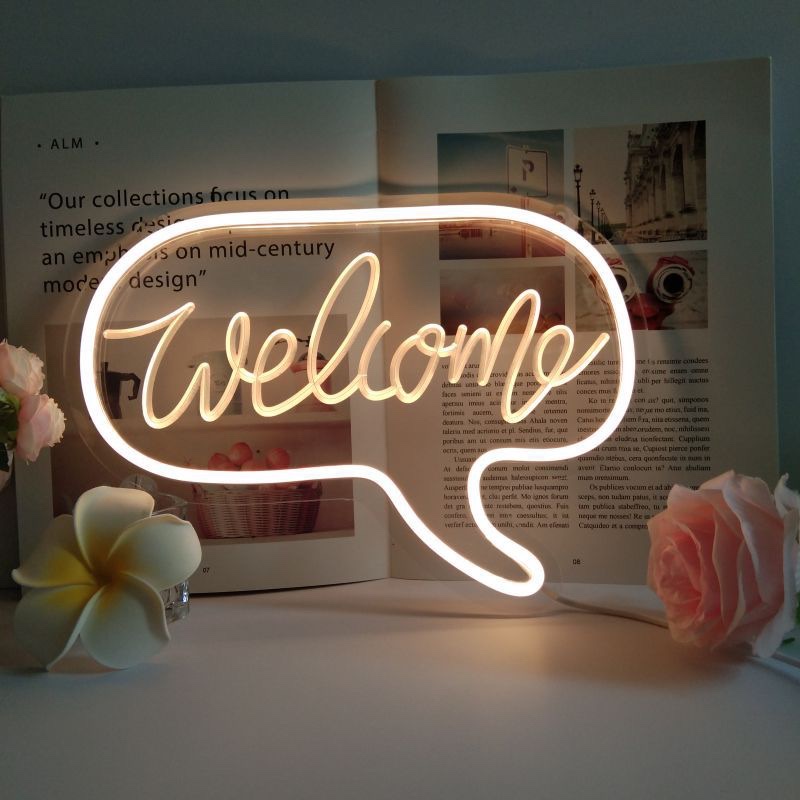 LED neon light bar party creative decoration neon light backboard acrylic backboard light led decorative light welcome warm white 31* 22.5C musB interface